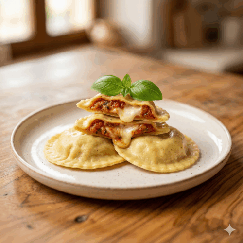 Ravioloni con Latte di Bufala e Pomodoro. 0,25 kg.